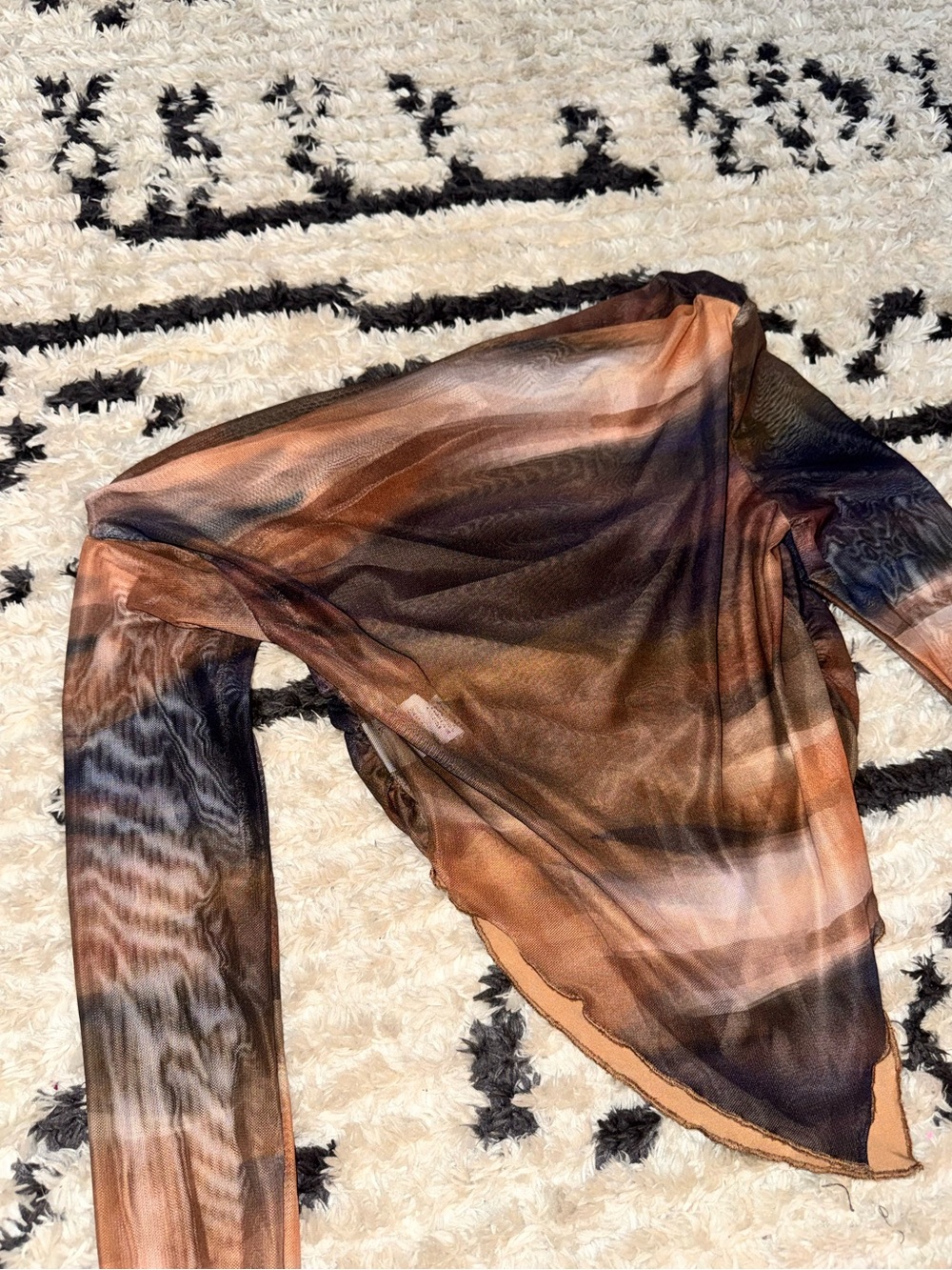 Off Shoulder Tie Dye Mesh Top - Picture 6 of 6